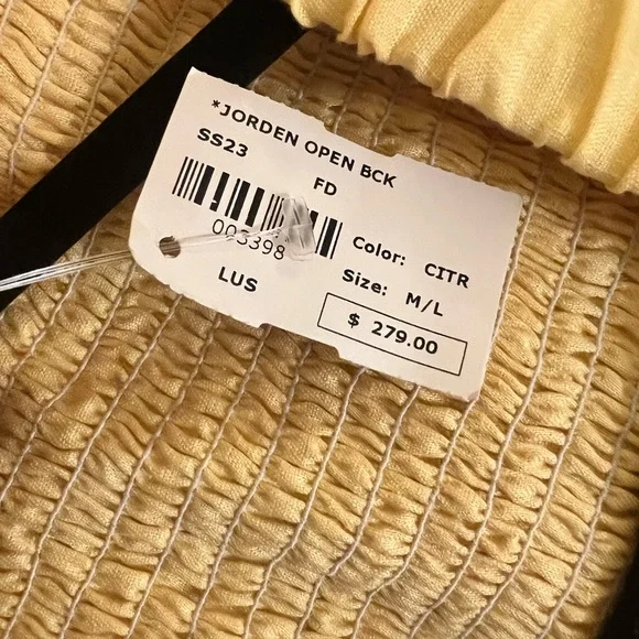 NWT Lusana Jorden Open Back Yellow Midi Dress - Picture 9 of 11